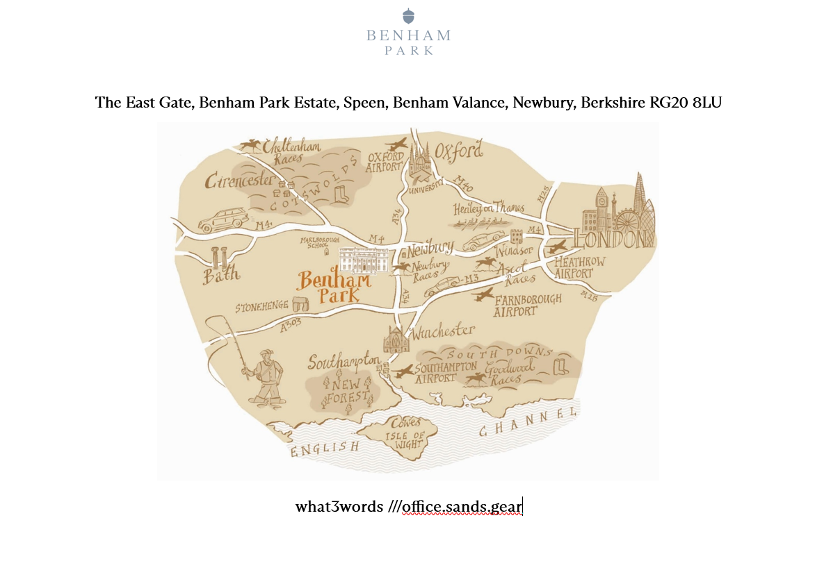 Map showing the location of Benham Park